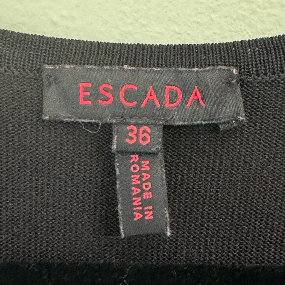 Escada Top Womens EU 36 Black Sheer Scoop Neck Knit Tank Blouse Sleeveless Basic - Picture 3 of 8